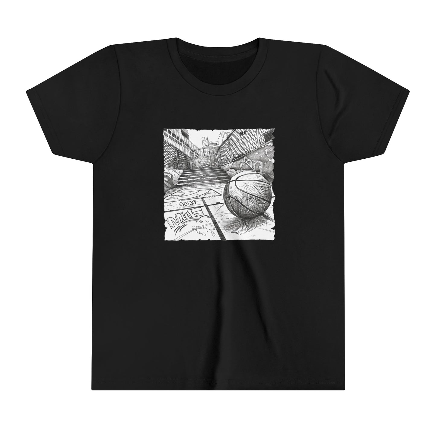 basketball youth graffiti charcoal tee