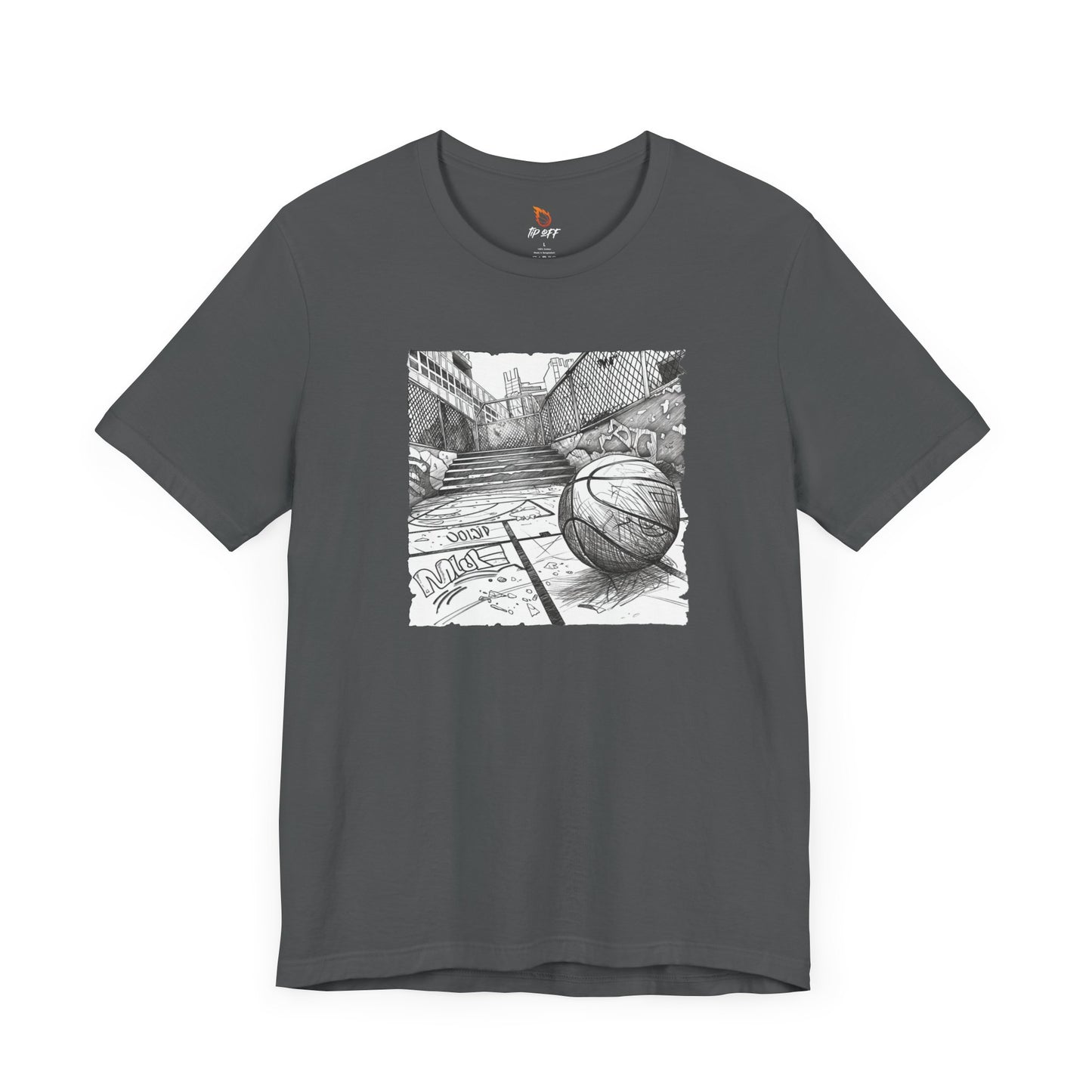 basketball graffiti charcoal tee